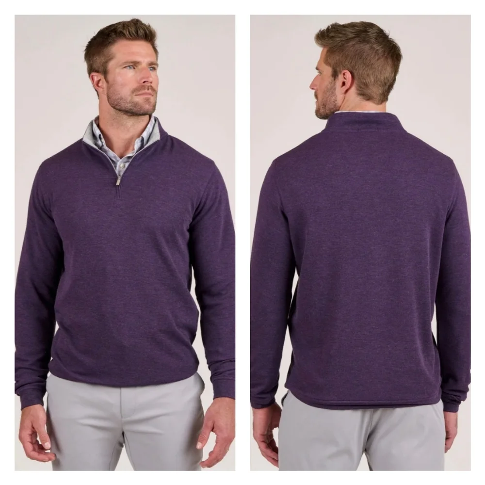 Peter Millar Crown Comfort Interlock 1/4 Zip Pullover Sweater Burgundy Red Large